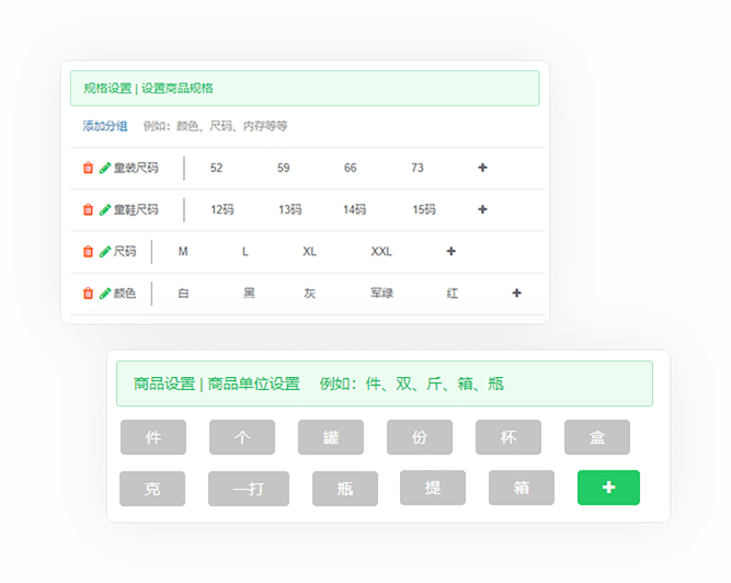 多种规格管理区分